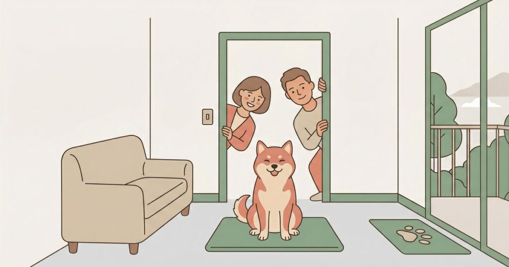 柴犬と賃貸暮らしのイラスト
