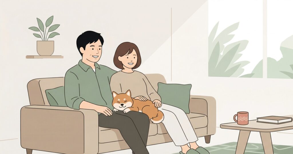DINKs夫婦が後悔しない暮らしを楽しんでいるイラスト