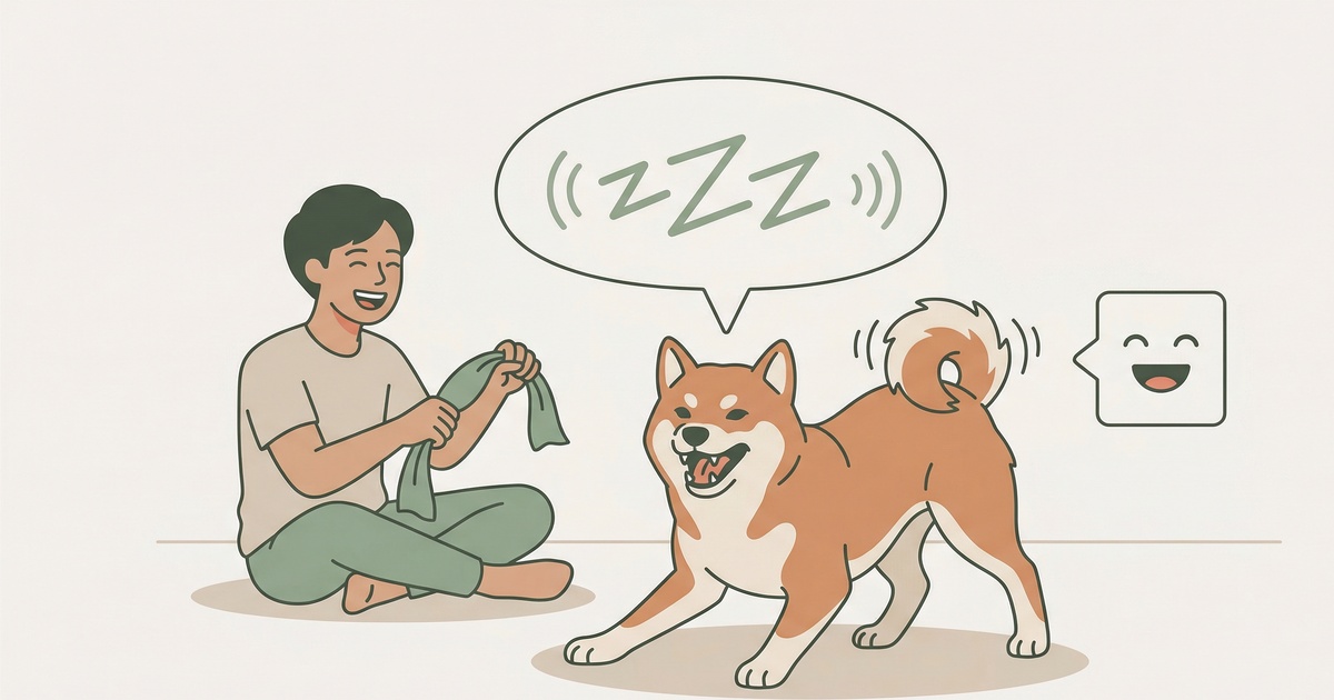 遊びでガウガウ唸る柴犬のイラスト