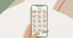 スマホのギャラリーが柴犬の写真で埋め尽くされている様子