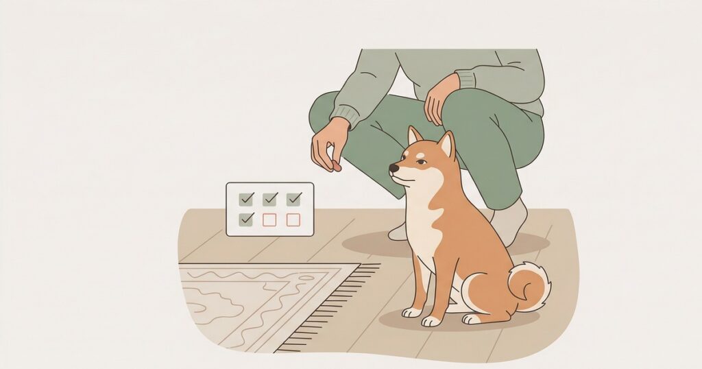 おやつを差し出す飼い主を無視してそっぽを向く柴犬のイラスト